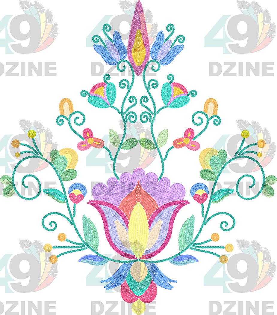 Floral Transfer - Crimson Drift Petals Beaded Simulation Various Sizes