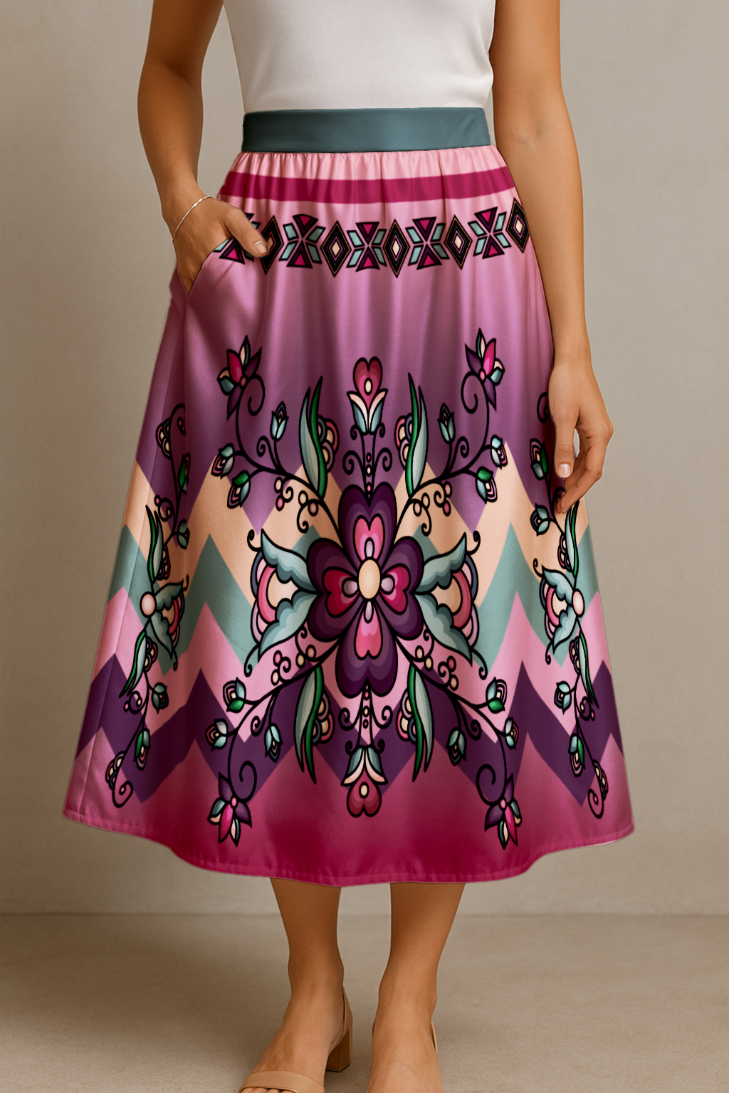 Amber Evening Garland Midi Skirt