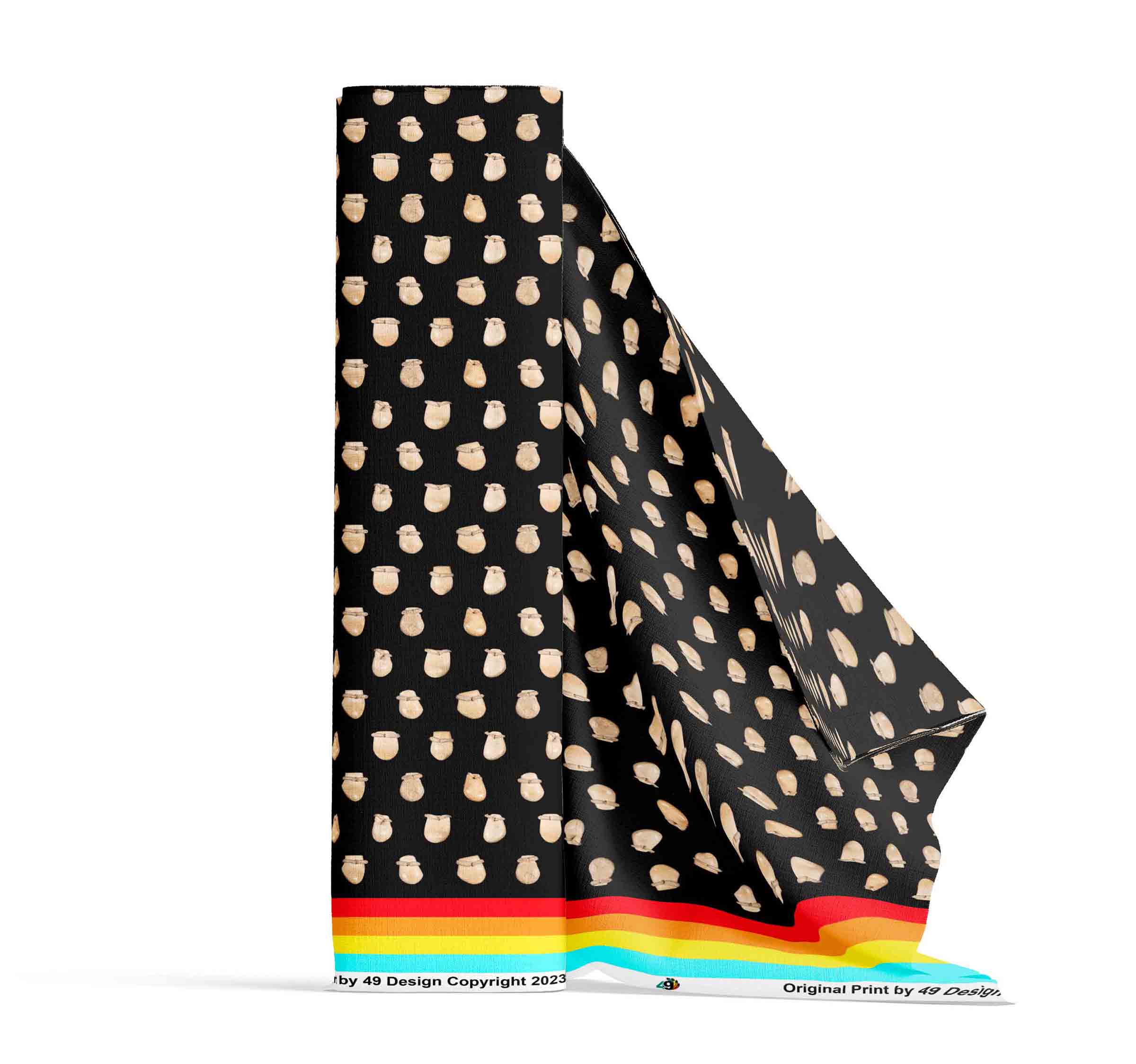 Elk Teeth on Black Poly Cotton
