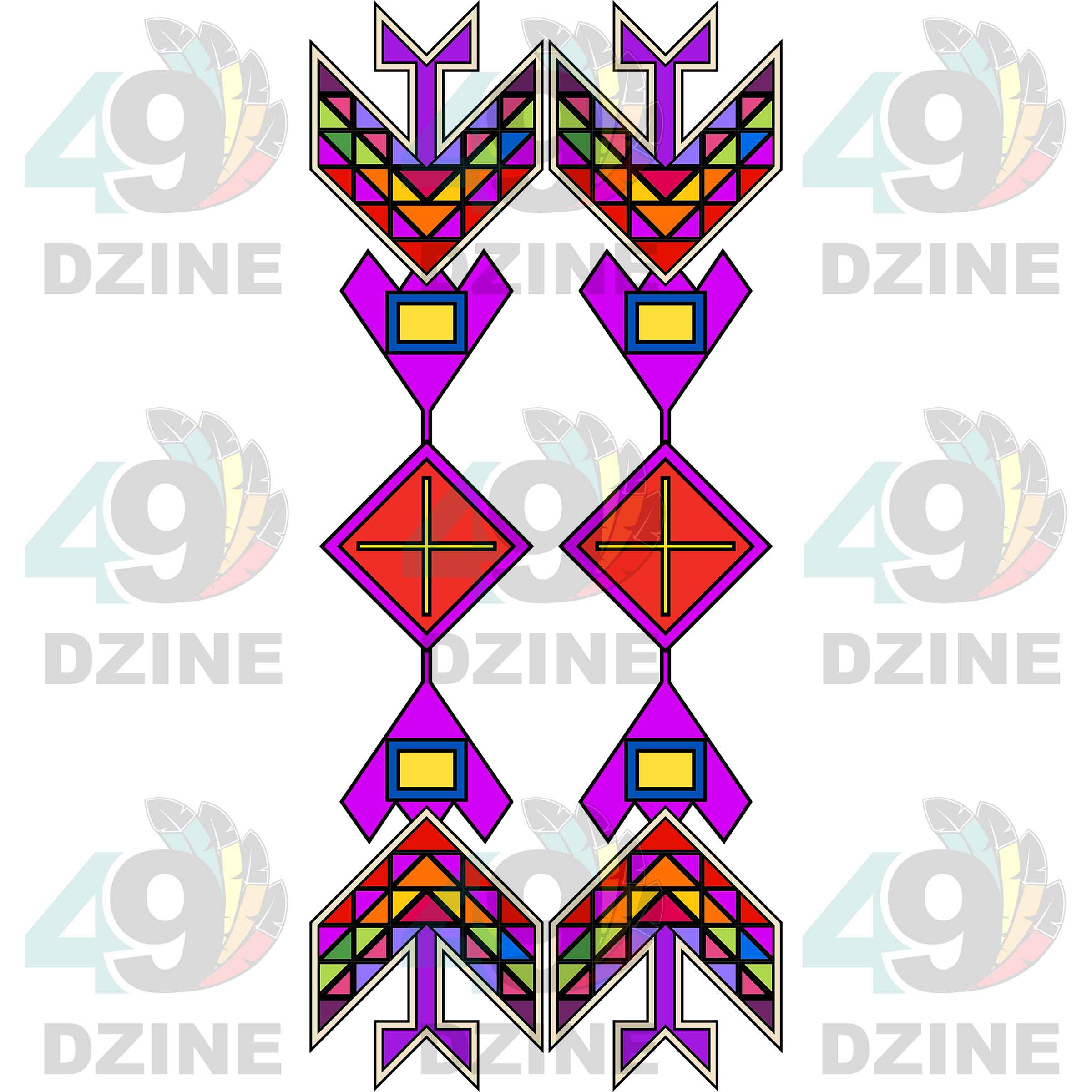 Fancy Dancer 11 with Geometric Design Two arm pieces Transfer (Various Sizes)