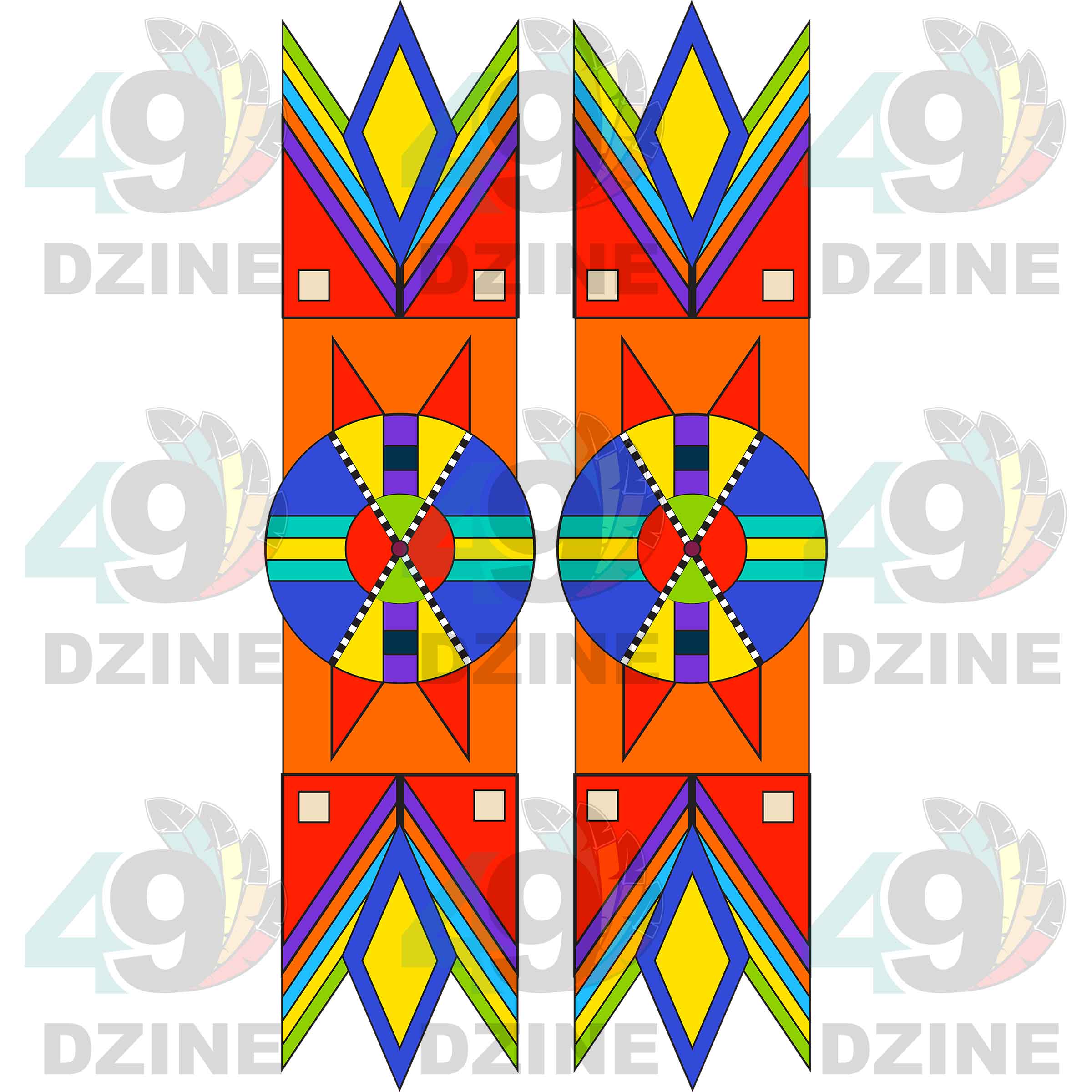 Fancy Dancer 14 with Geometric Design Two arm pieces Transfer (Various Sizes)