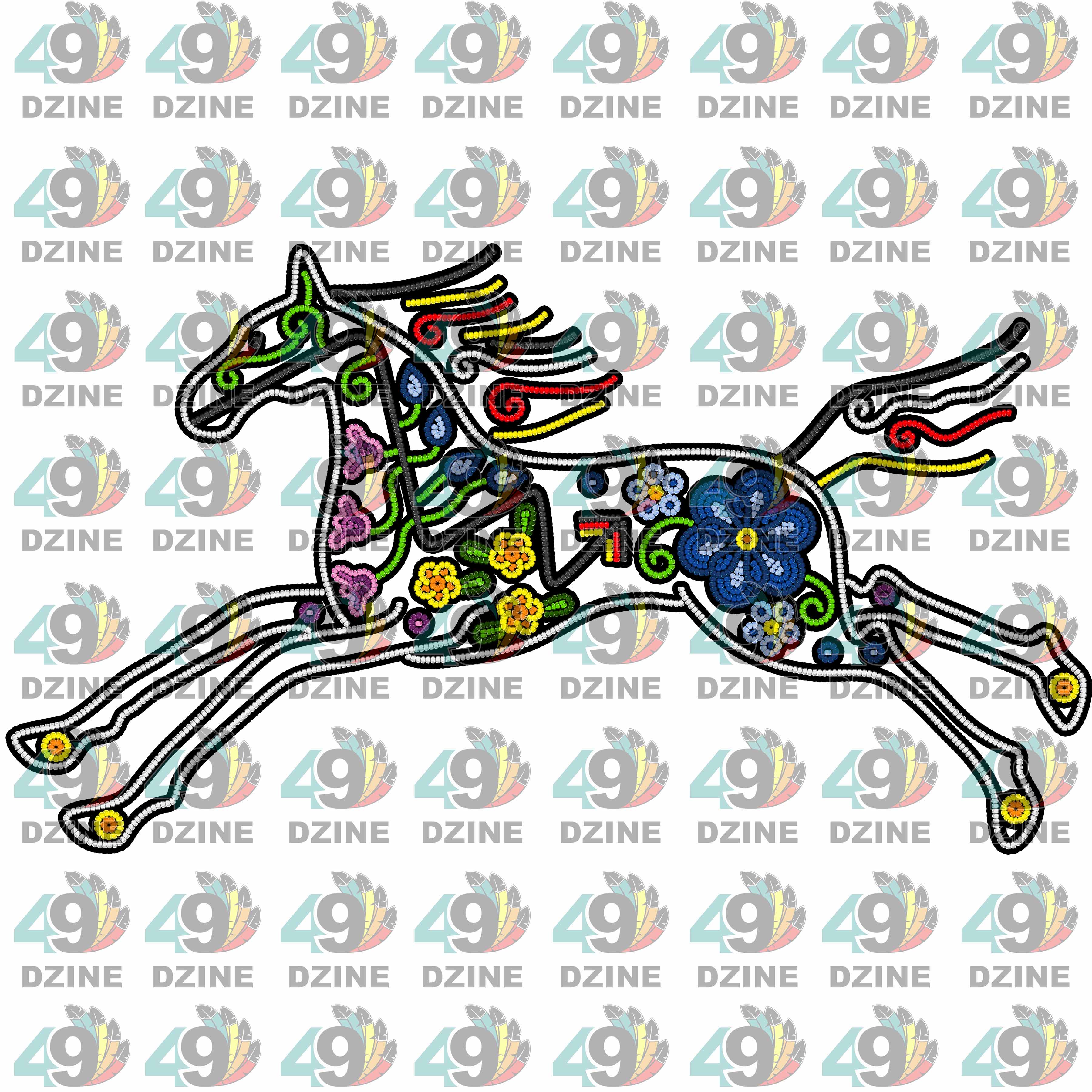 Floral Ledger Horse Black UV Sticker