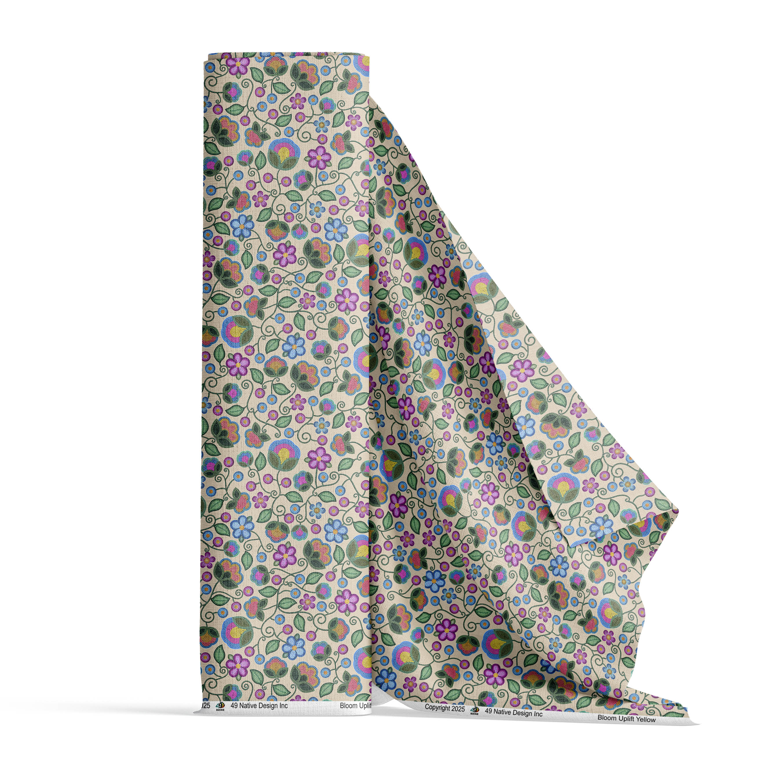 Turquoise Sunbeam Cream Cotton Poplin
