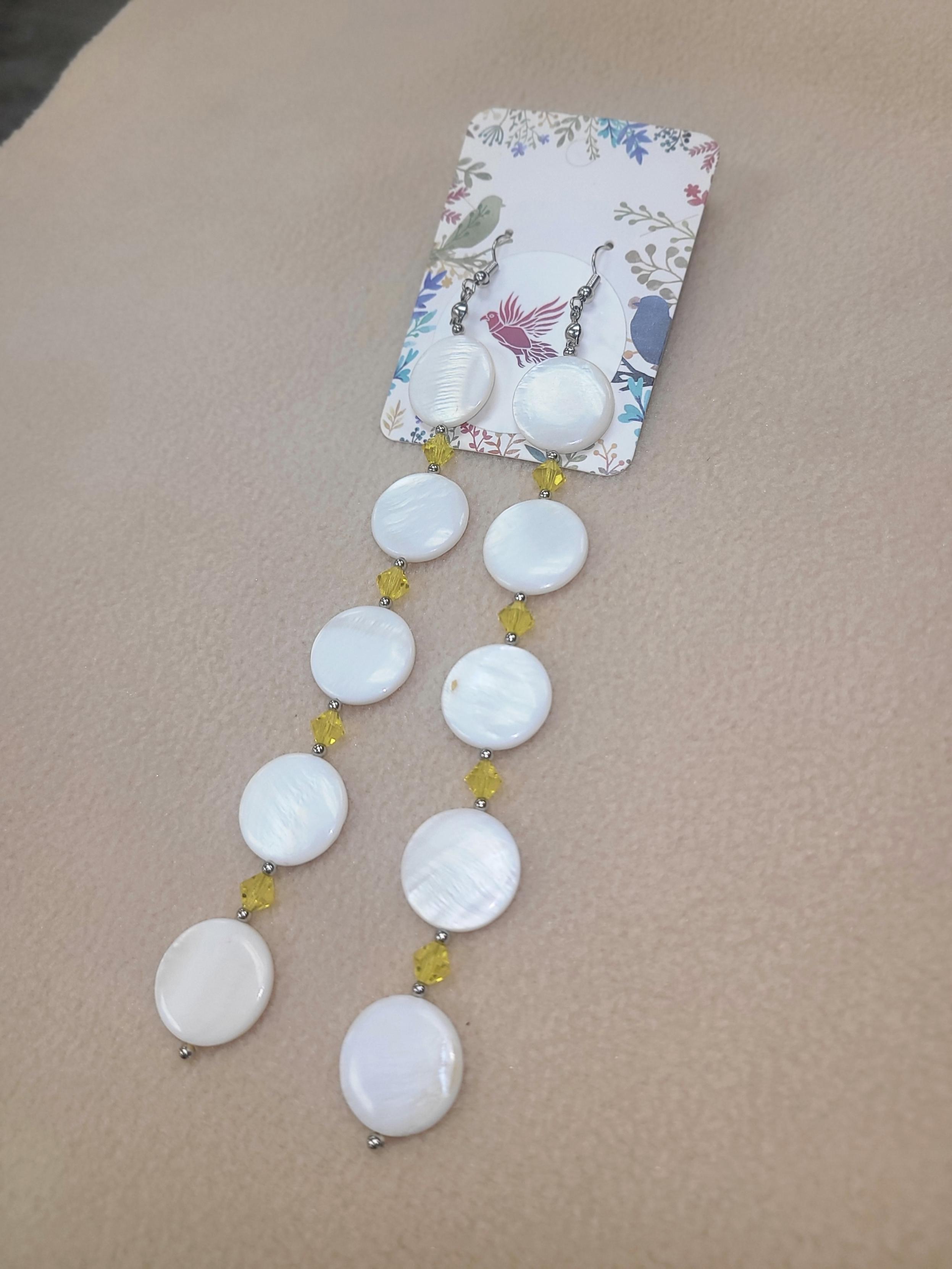 Kida Luttrell White Shell and Yellow Crystal Earrings