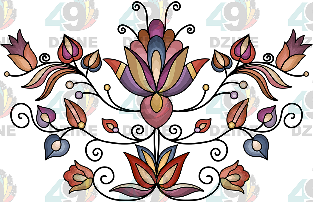 Floral Transfer - Ember Blossom Trail Various Sizes