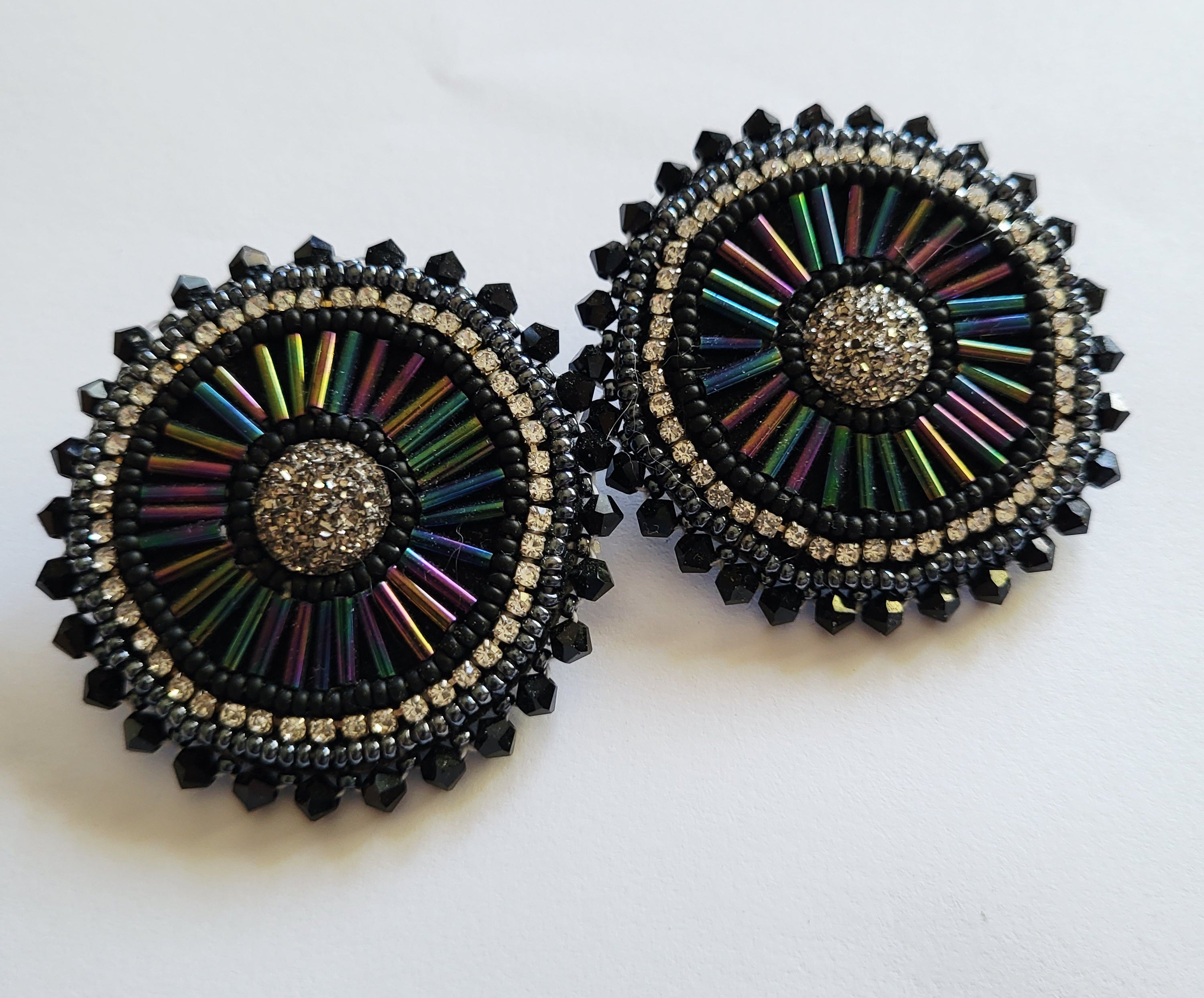 Danielle Redgun Black Round Earrings