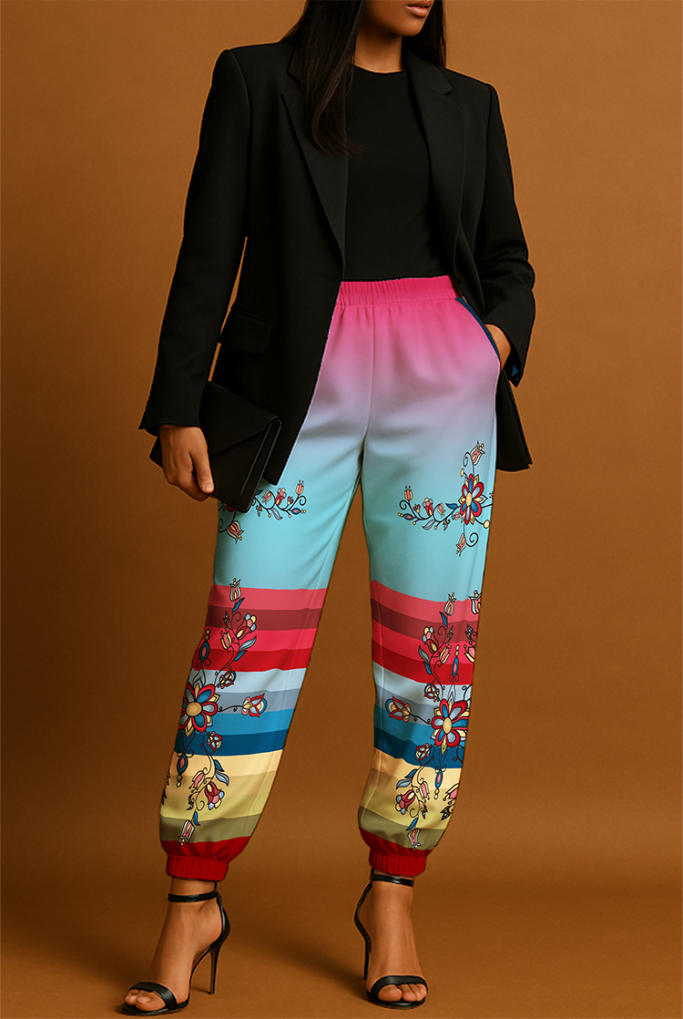 Frozen Petal Cascade Ribbon Jogger Pants