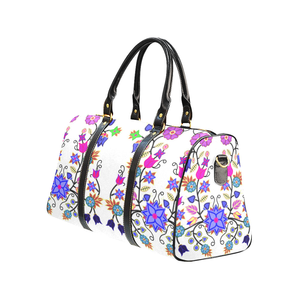 Floral Beadwork Seven Clans White New Waterproof Travel Bag/Large (Model 1639)