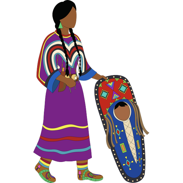 Blackfoot Woman with Traditional Cradleboard 2inch by 2inch Vinyl Sticker