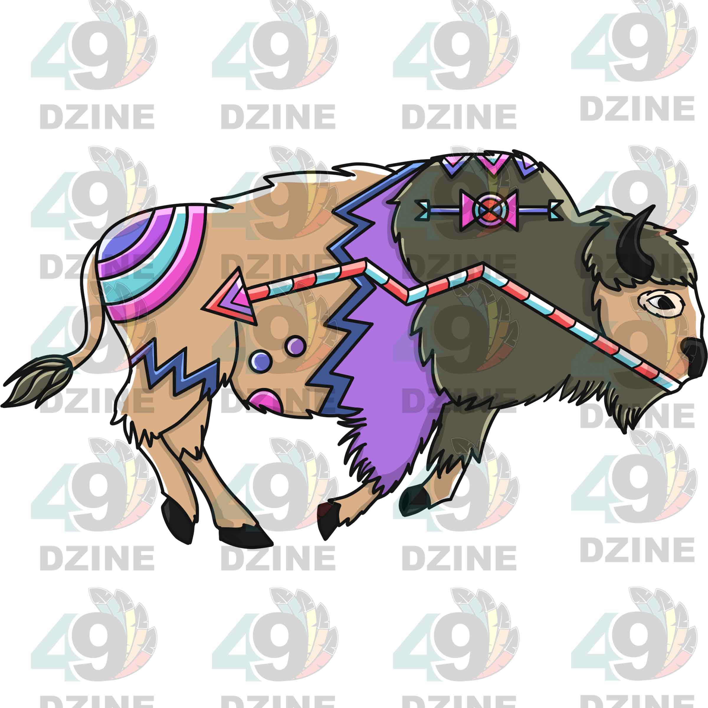 Buffalo 3 Colored UV Sticker