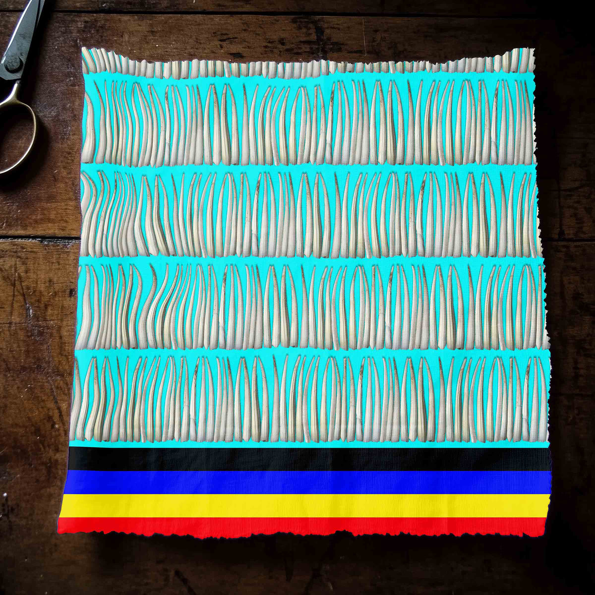 Dentalium on Turquoise Cotton Poplin