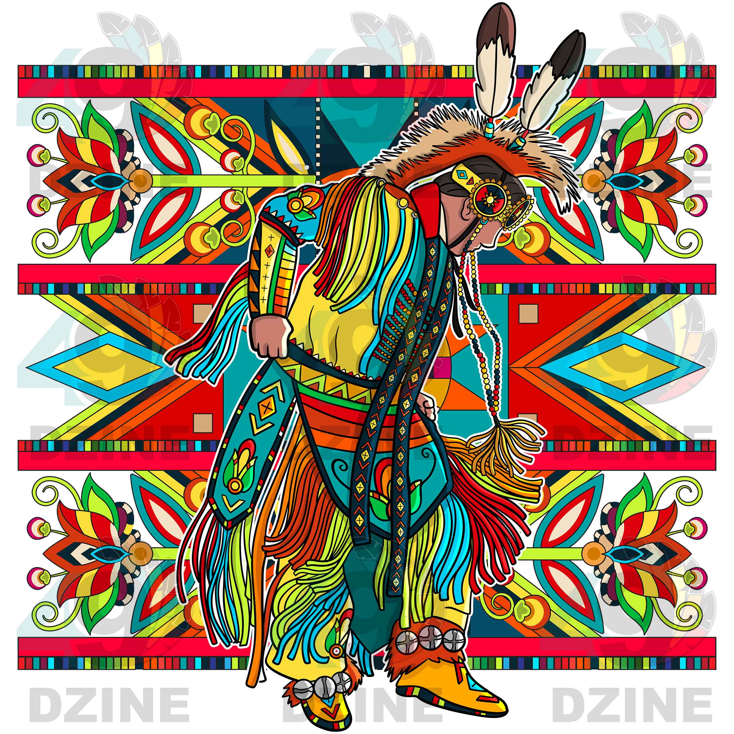 Fancy Dancer 7 with Geometric Design Transfer (Various Sizes)