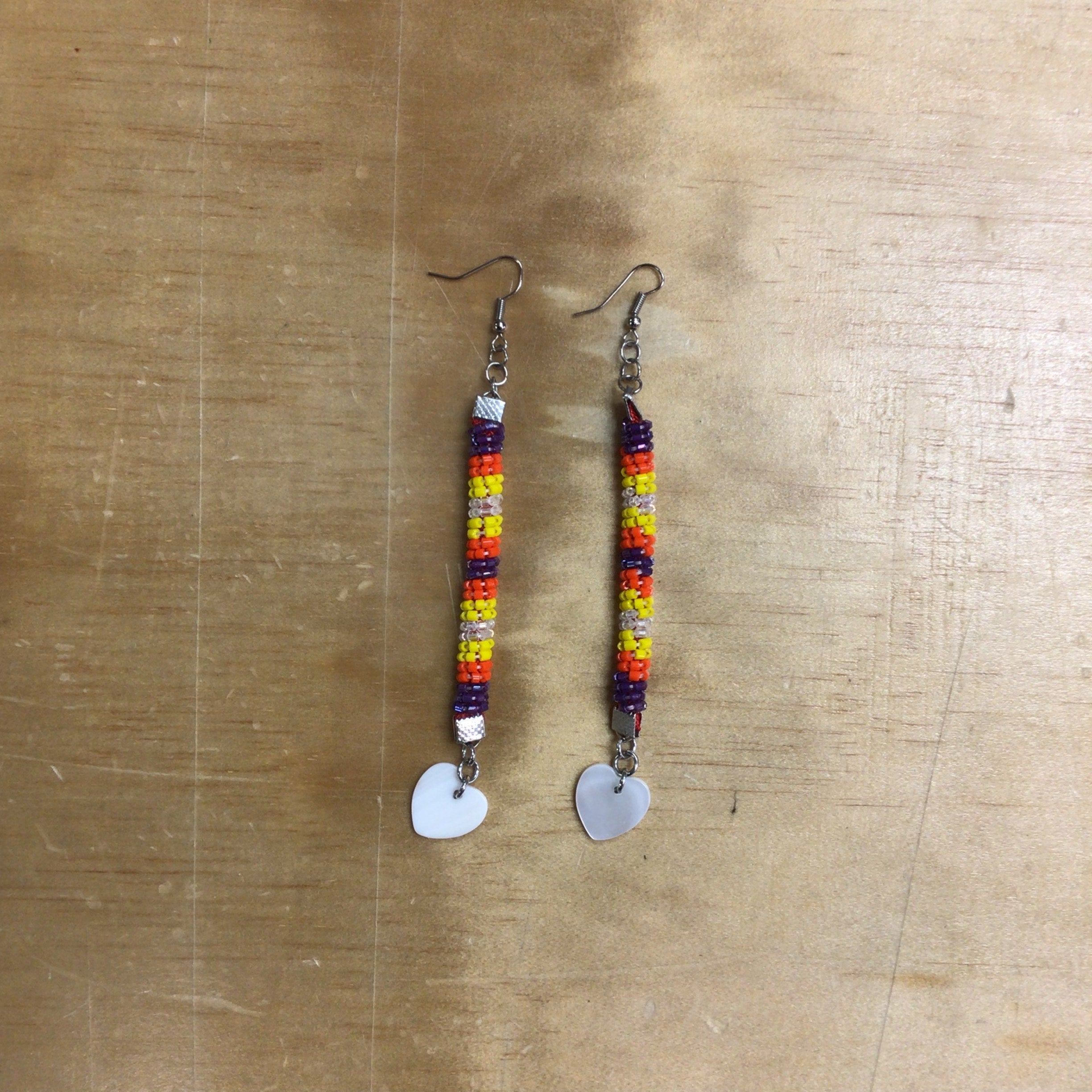 Anastasia Poucette Small Heart Shell Beaded Earrings