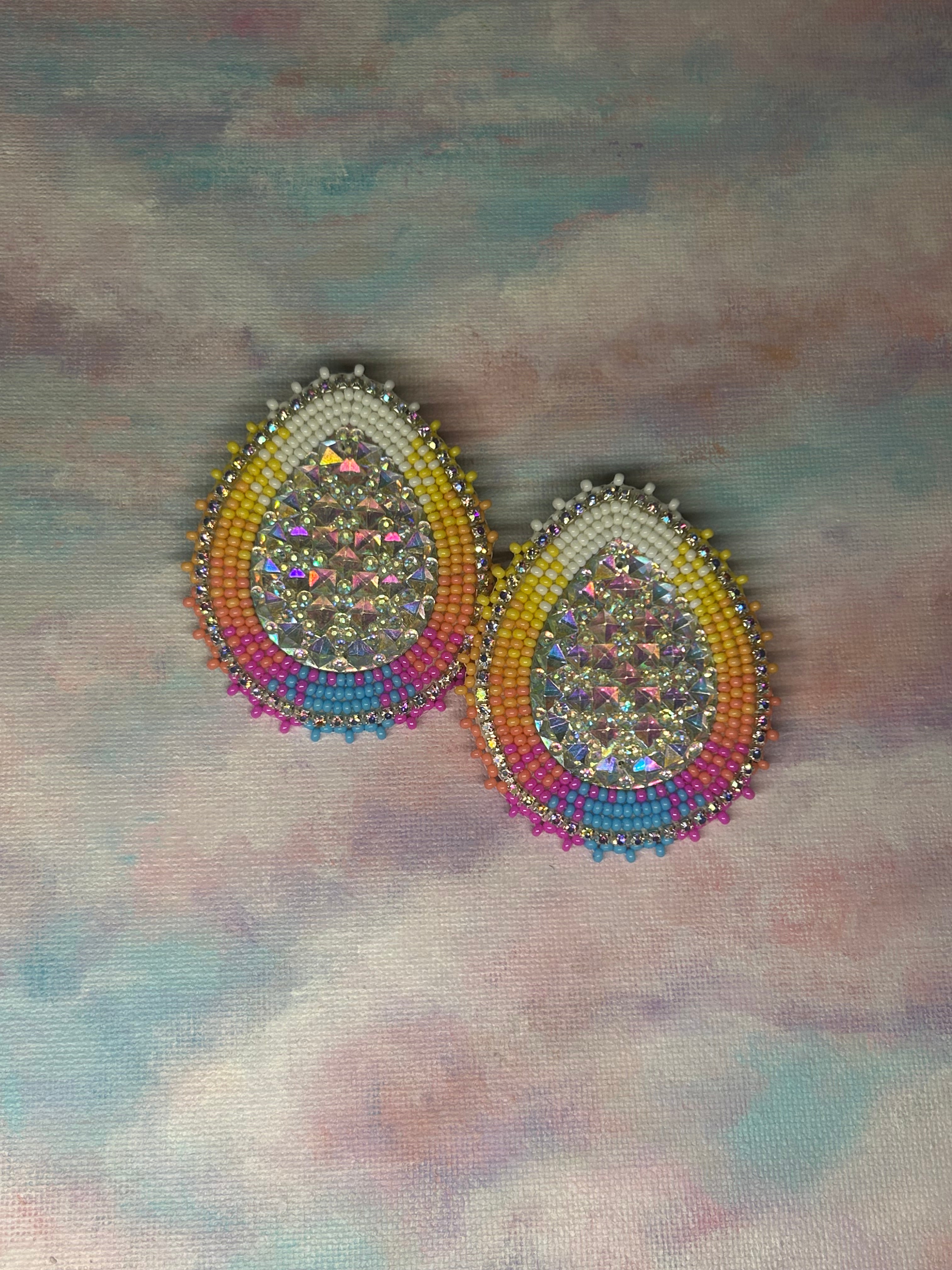 Karin Moen Neon Ombre Teardrop Sparkle Earrings