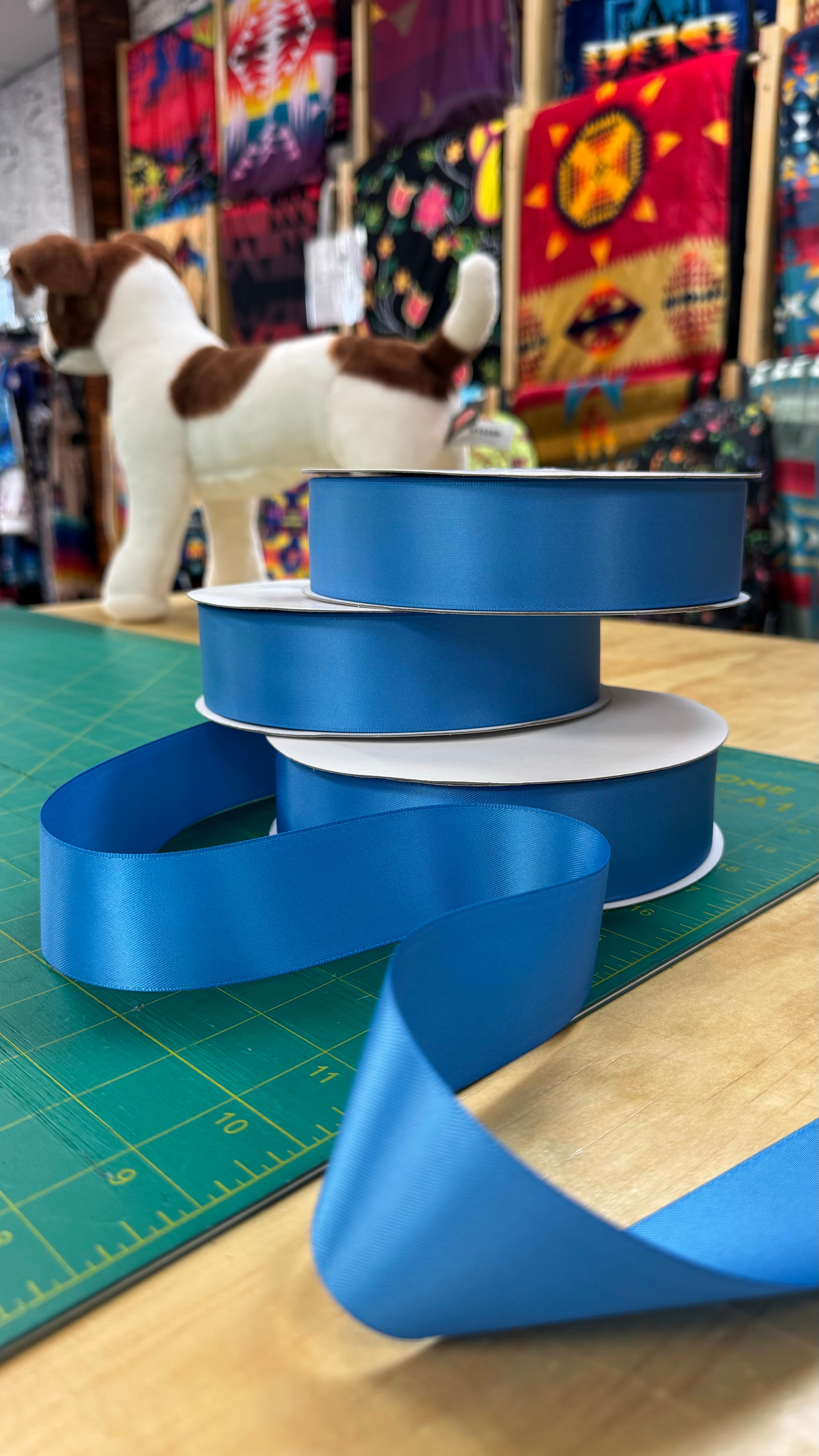 Batik Blue 1.5 Inch Double Face Satin Ribbon 100 Yard Roll