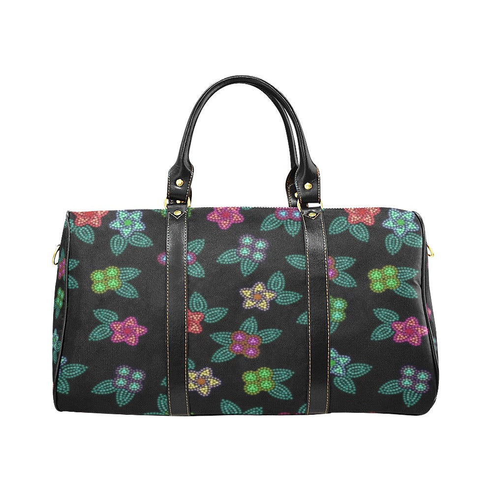 Berry Flowers Black New Waterproof Travel Bag/Large (Model 1639)