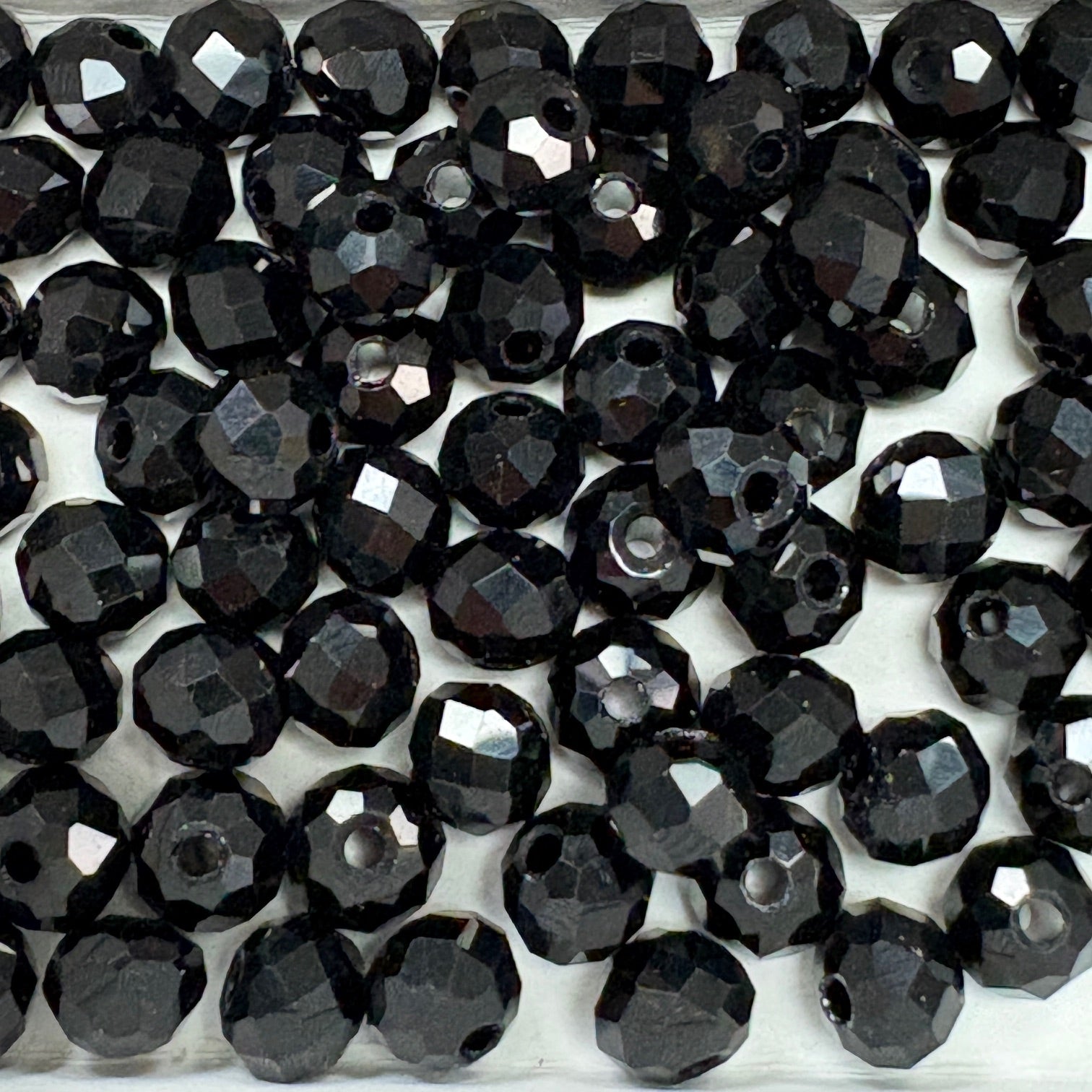 6mm Rondelle Glass Bead - Black
