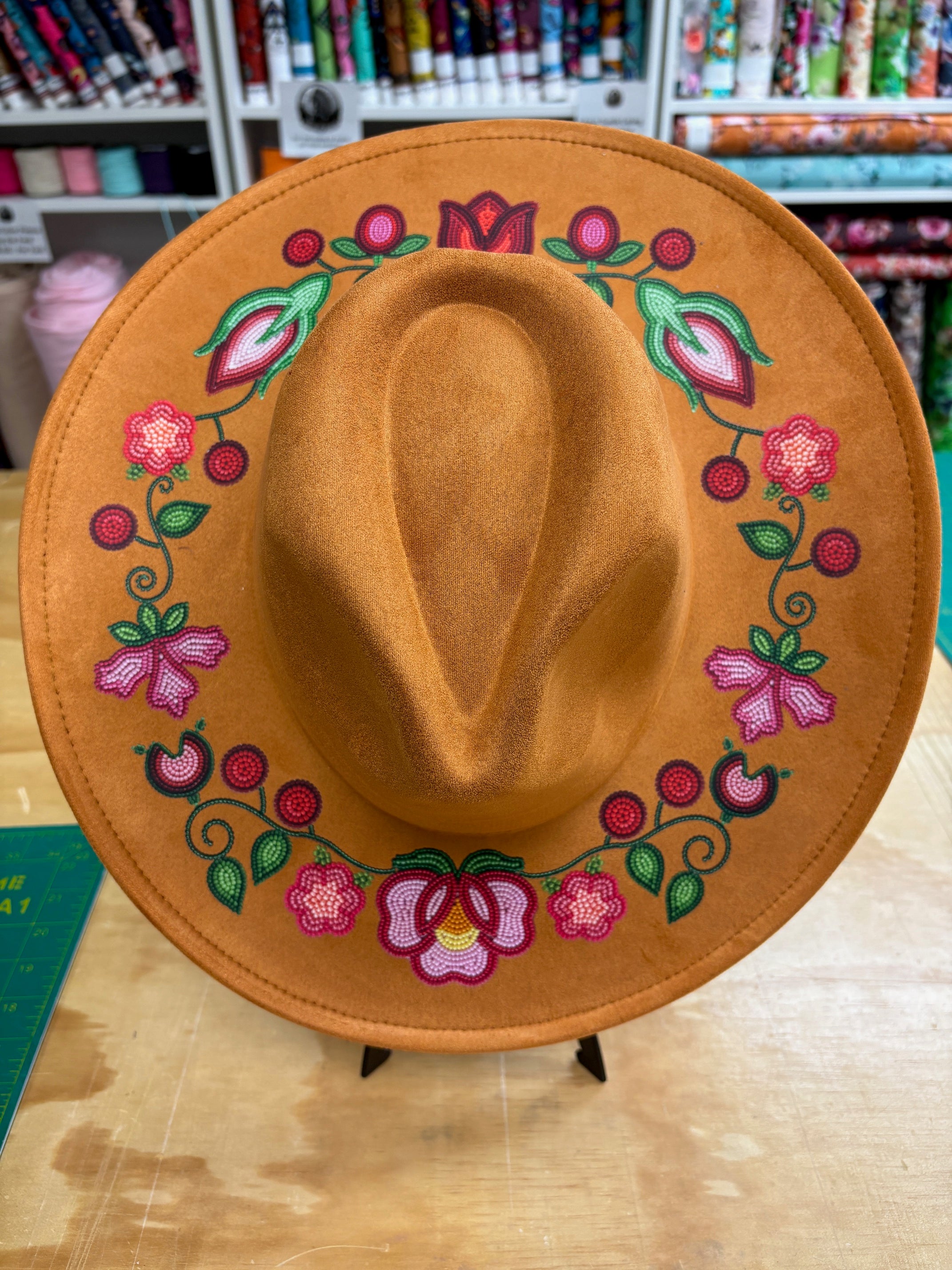 Rose Reverie Camel Fedora Hat