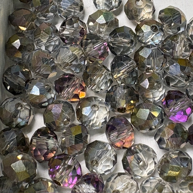6mm Rondelle Glass Bead - Crystal Coal
